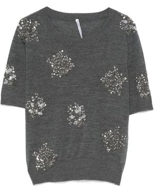 Liviana Conti Jaqueline Embellished Short-Sleeve Jersey - Grey