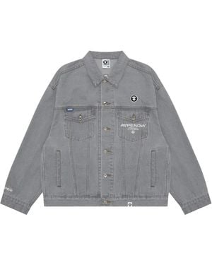 Aape By A Bathing Ape Moonface-Detail Denim Jacket - Gray