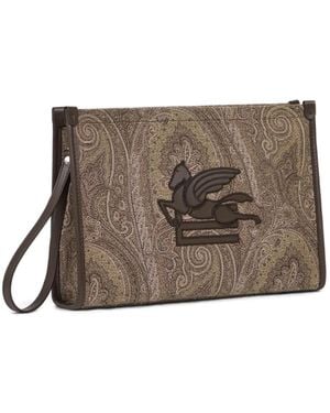 Etro ペイズリー ペガサス クラッチバッグ - ブラウン