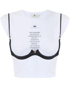 Elisabetta Franchi Lightweight Jersey T-Shirt With Bra - White