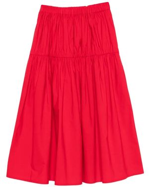 Maje Falda Midi Con Cinturilla Elástica - Rojo