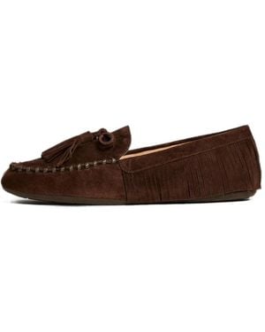 Twinset Suede Loafers With Fringes - Brown