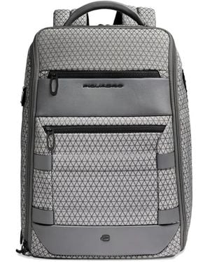 Piquadro Geometric-Pattern Modular Backpack - Grey