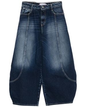 Please Barrel-Leg Paneled Jeans - Blue
