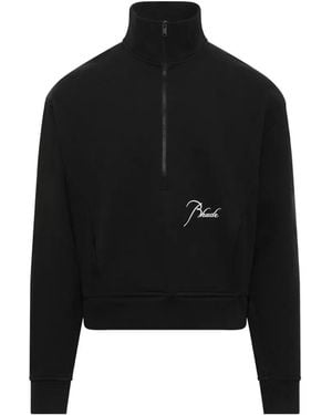 Rhude Logo-Embroidered Half-Zip Sweatshirt - Black