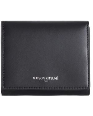 Maison Kitsuné Cartera Plegable Con Logo Estampado - Negro