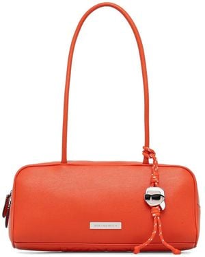 KARL LAGERFELD Logo-Plaque Charm-Pendant Shoulder Bag - Red