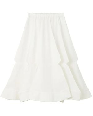 Enfold Cutout-Detail Pleated Midi Skirt - White