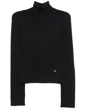 Ganni Ribbed-Knit Roll-Neck Jumper - Black