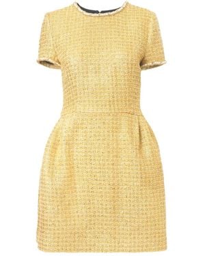 Carolina Herrera Embellished Tweed Mini Dress - Yellow