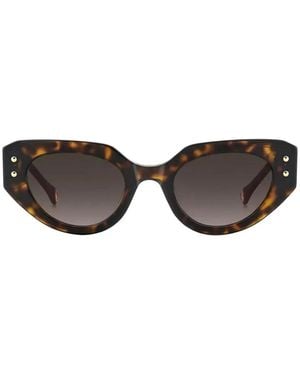 Carolina Herrera Tortoiseshell-effect Geometric-frame Sunglasses - Grey
