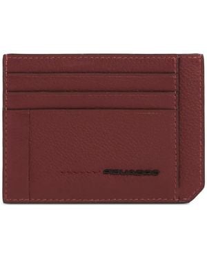 Piquadro Logo-Plaque Leather Card Holder - Purple