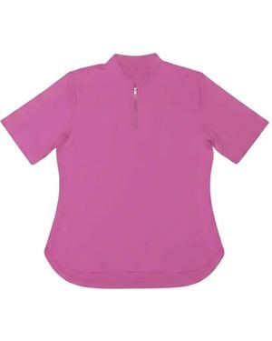 OFLAB Zip-Fastening Short-Sleeve Top - Pink