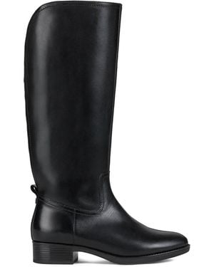 Geox Felicity Knee-High Leather Boots - Black