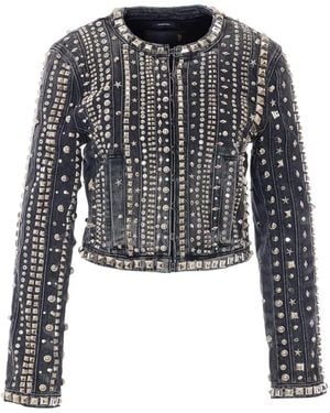 R13 Studded Hook-Fastening Denim Jacket - Black
