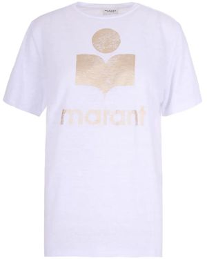 Isabel Marant Zewel Logo-Print Linen T-Shirt - White