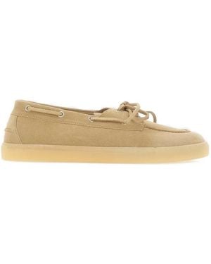 COPENHAGEN Tonal-Lacing Suede Boat Shoes - Natural
