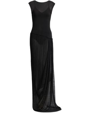 Balmain Long Draped Viscose Dress - Black