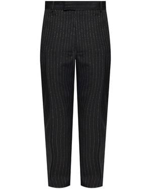 McQueen Pinstripe-Pattern Trousers - Black