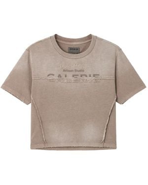 Musium Div. Logo-Print Cut-Out T-Shirt - Gray