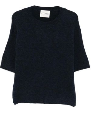 Closed Short-Sleeve Crew-Neck Sweater - Blue