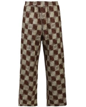 BREATH Block Check Textured Trousers - Brown