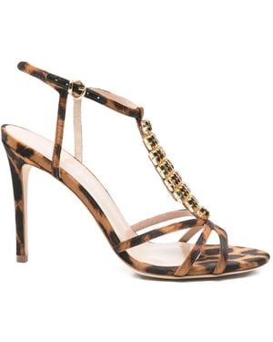 Lella Baldi Animal-Print Embellishment Sandals - Natural