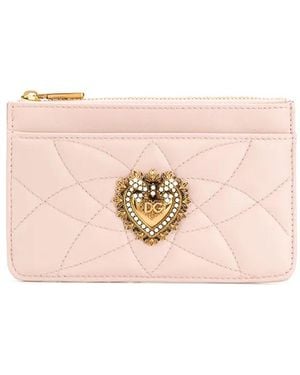 Dolce & Gabbana Medium Devotion Quilted Card Holder - Pink
