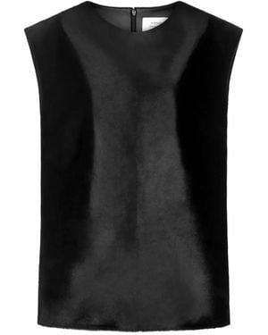 Loulou de Saison Juni Sleeveless Leather Blouse - Black