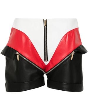 MITILIANE COUTURE Panelled Leather Mini Shorts - Red