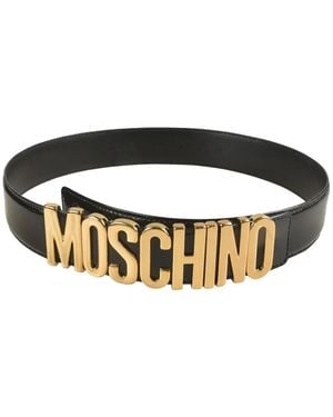 Moschino Leren Riem Met Logoplakkaat - Zwart