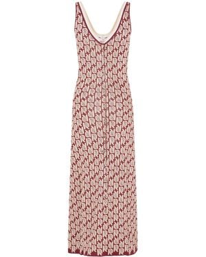 Rabanne Monogram-Pattern Scoop-Neck Dress - Purple