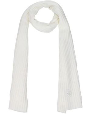 Michael Kors Ribbed Logo-Embroidered Scarf - White