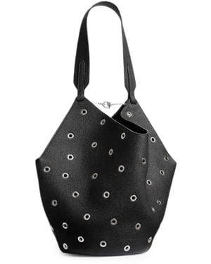 KHAITE Small Lotus Eyelet-Embellished Tote Bag - Black