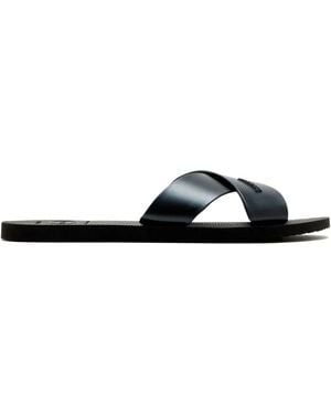 Havaianas Aqua Metallic Cross-Strap Slides - Black