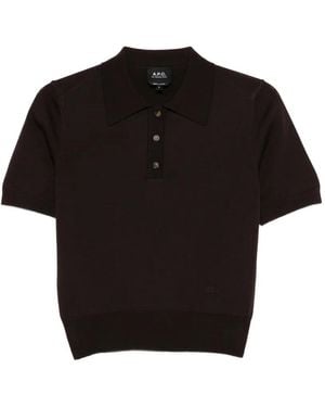 A.P.C. Half-Button Polo Shirt - Black