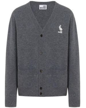 Love Moschino Cardigan En Laine À Motif Lapin - Grey