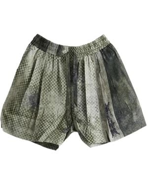 Ziggy Chen Patterned Silk Shorts - Green