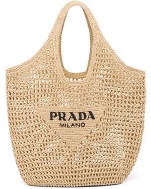 Prada Borsa tote intrecciata con logo - Neutro