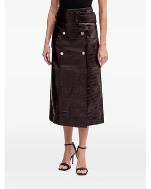 Morgan Belted-Waist Midi Skirt - Black