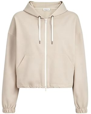 Brunello Cucinelli Zip-Up Drawstring Hoodie - Natural
