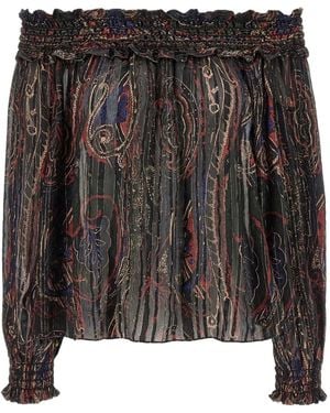 Saint Laurent スモッキングブラウス（ルレックス ペイズリーシルク） ブラック