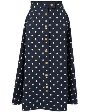 Carolina Herrera Polka-Dot Button-Front Midi Skirt - Blue
