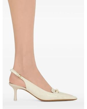 Ferragamo Buckle-Detail Patent-Leather Pumps - White