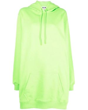 MSGM Logo-Print Hooded Sweater Dress - Green