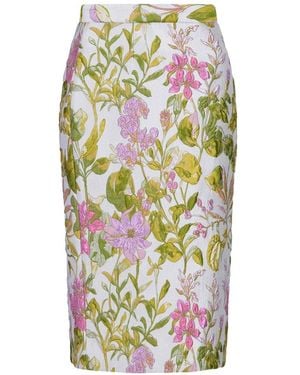 Libertine Dianthus Jacquard Midi Pencil Skirt - White