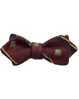 Polo Ralph Lauren Striped Wool-Silk Club Bow Tie - Purple