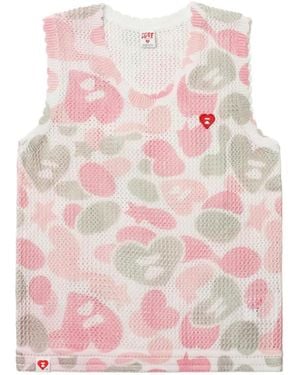 AAPE BY A BATHING AP Logo-Appliqué Camouflage-Print Tank Top - Pink