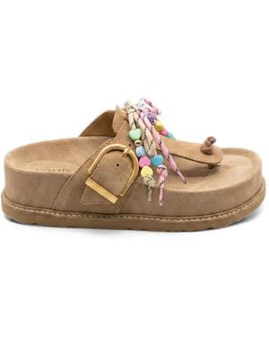 KOMIS & KOMIS Beaded Buckle-Fastening Sandals - Natural