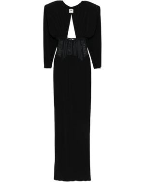 Nissa Maxikleid mit Schulterpolstern - Schwarz